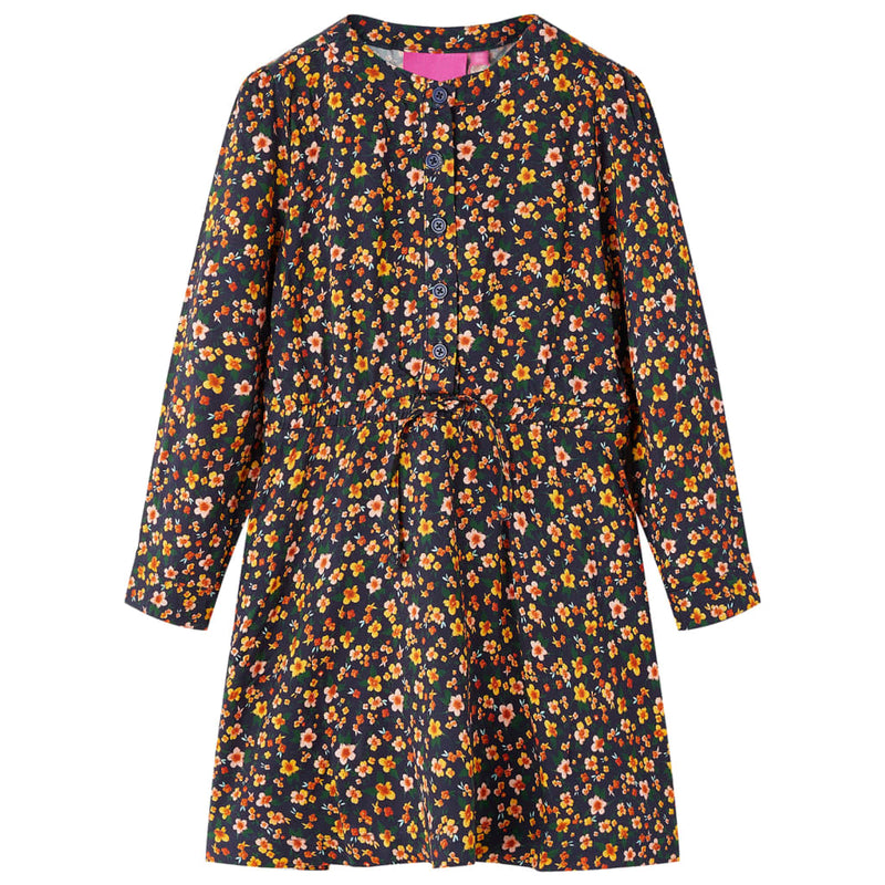 Vidaxl kinderjurk met lange mouwen 128 marineblauw