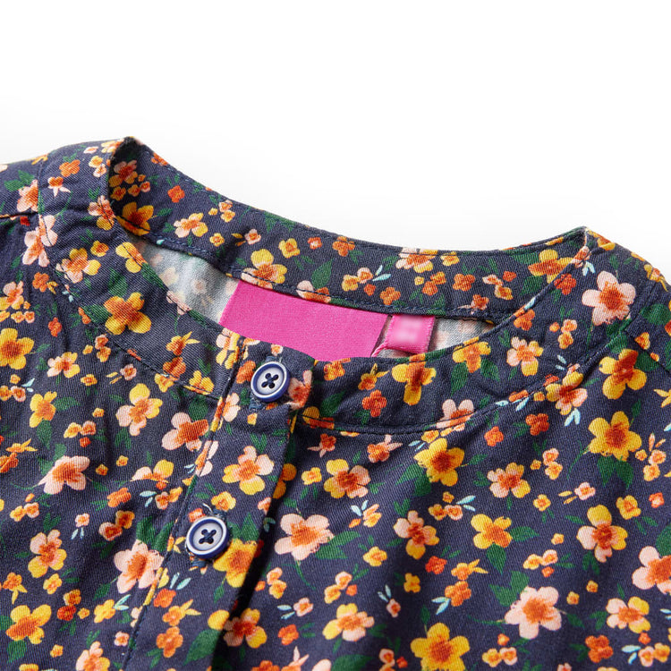 Vidaxl kinderjurk met lange mouwen 128 marineblauw
