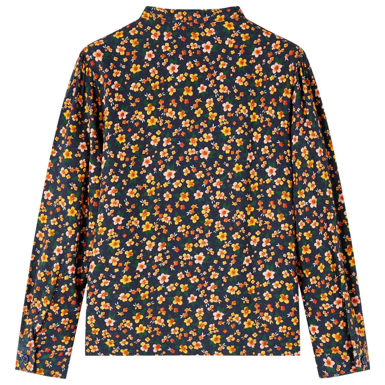Vidaxl kinderoverhemd met bandkraag 104 marineblauw