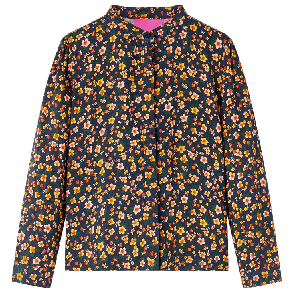 Vidaxl kinderoverhemd met bandkraag 116 marineblauw