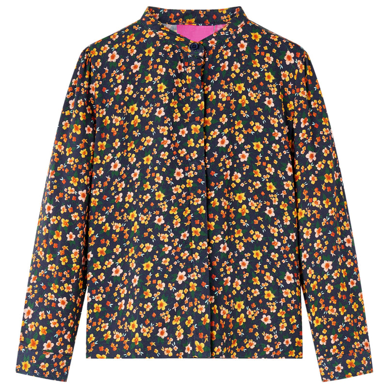 Vidaxl kinderoverhemd met bandkraag 116 marineblauw