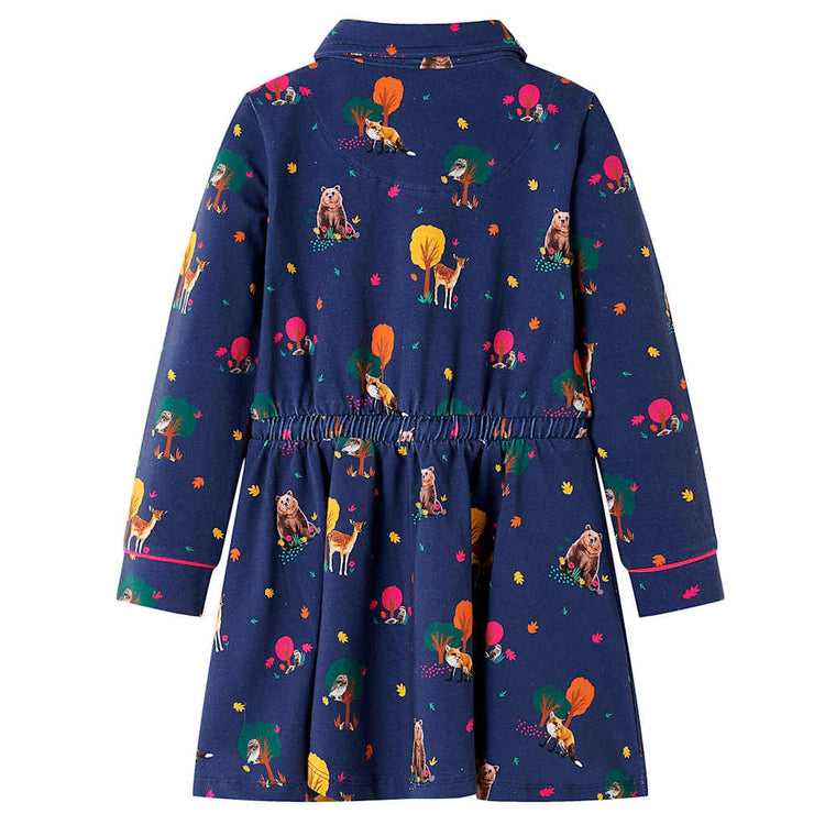Vidaxl kinderjurk lange mouwen en trekkoord 92 marineblauw