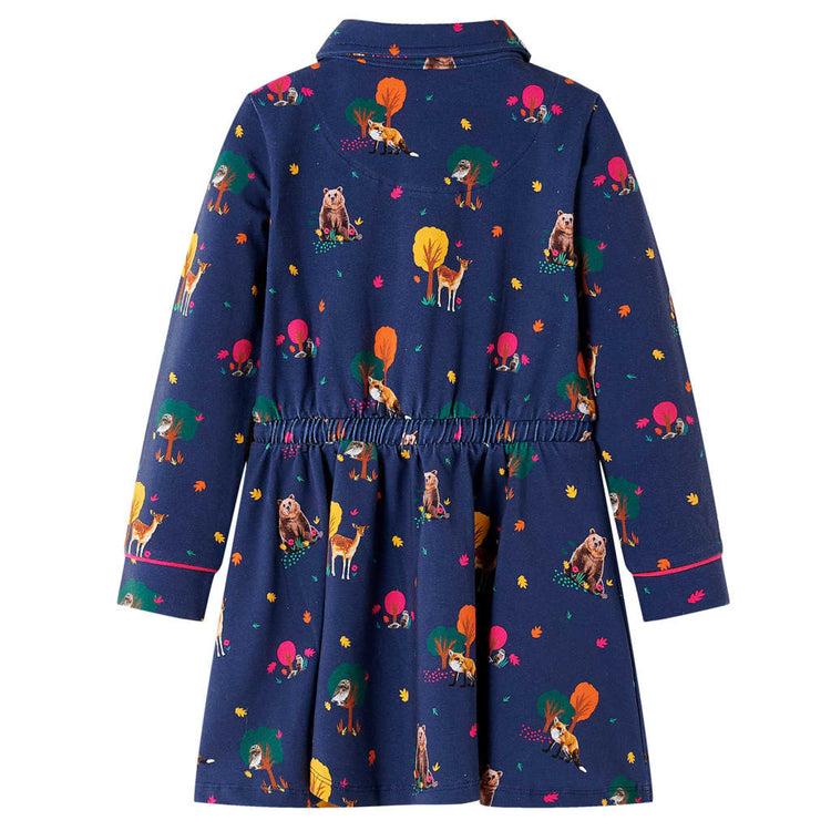 Vidaxl kinderjurk lange mouwen en trekkoord 104 marineblauw