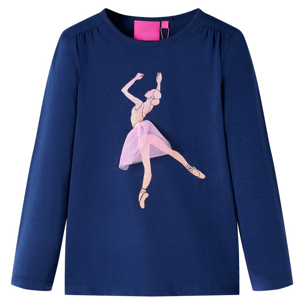 Vidaxl kindershirt met lange mouwen 128 marineblauw