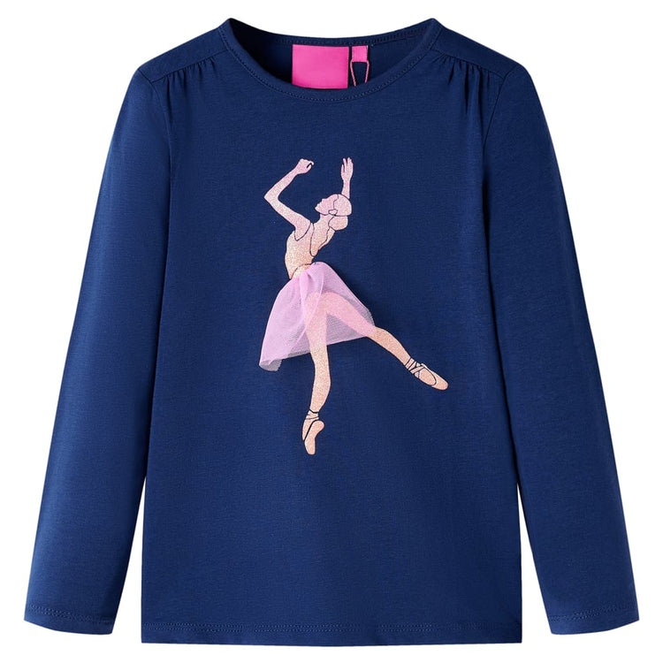 Vidaxl kindershirt met lange mouwen 128 marineblauw