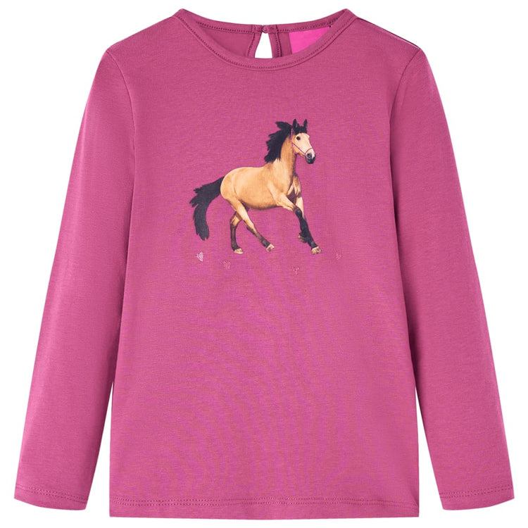 Vidaxl kindershirt met lange mouwen 116 frambooskleurig