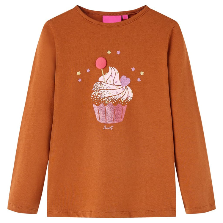 Vidaxl kindershirt met lange mouwen 92 cognackleurig