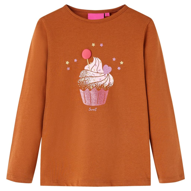 Vidaxl kindershirt met lange mouwen 104 cognackleurig