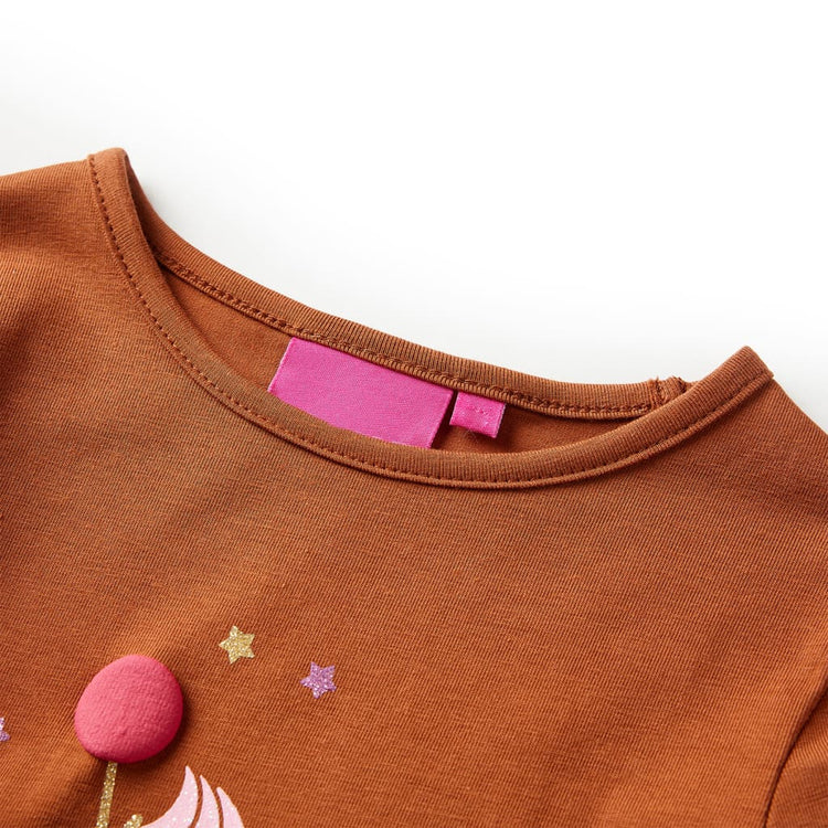 Vidaxl kindershirt met lange mouwen 116 cognackleurig
