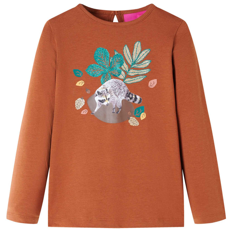 Vidaxl kindershirt met lange mouwen 128 cognackleurig