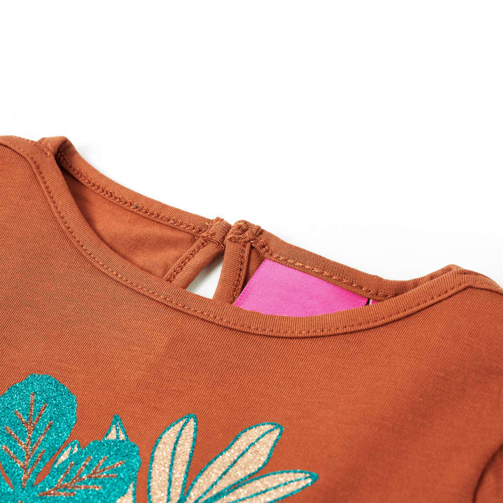 Vidaxl kindershirt met lange mouwen 128 cognackleurig