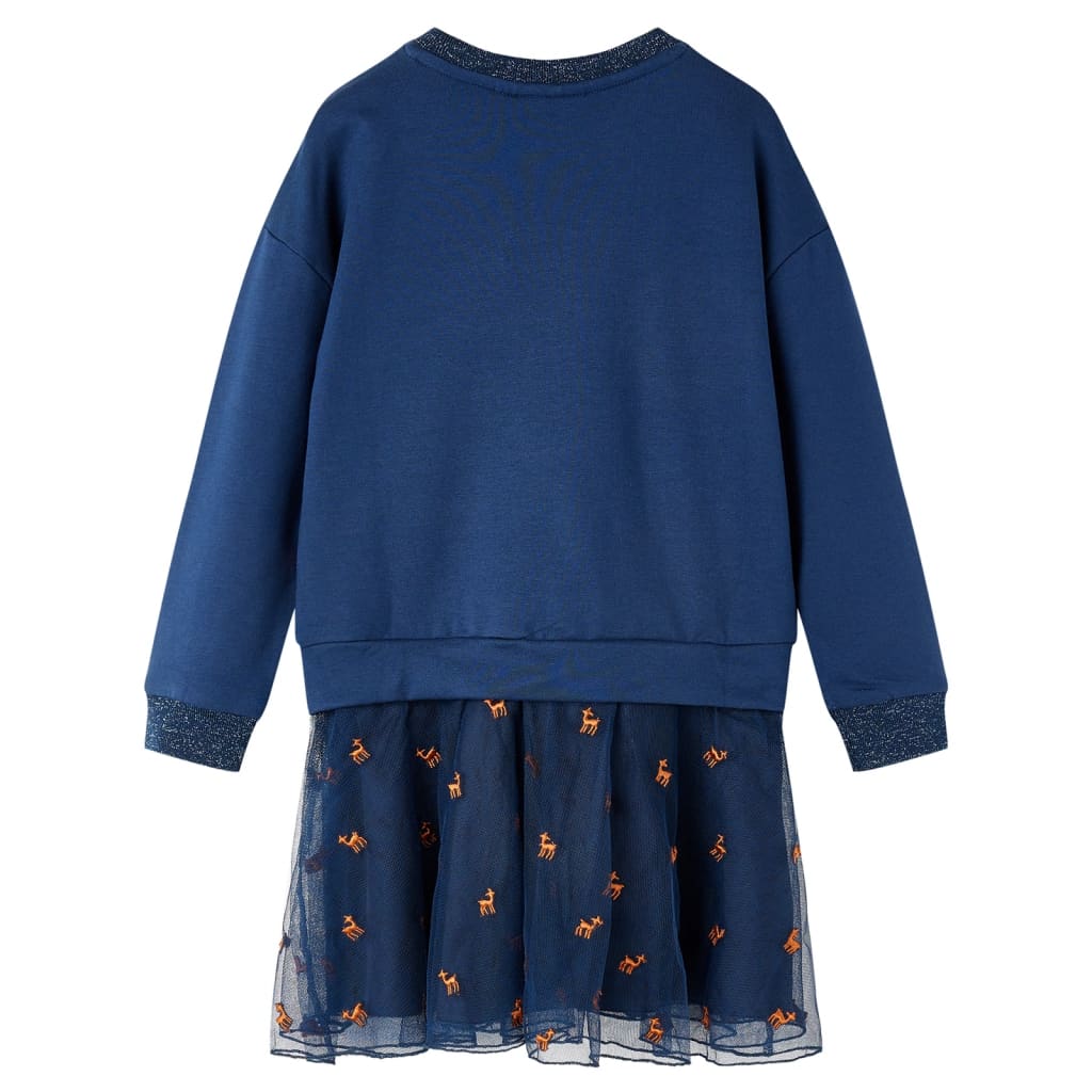 VidaXL Kinderjurk met lange mouwen 92 marineblauw