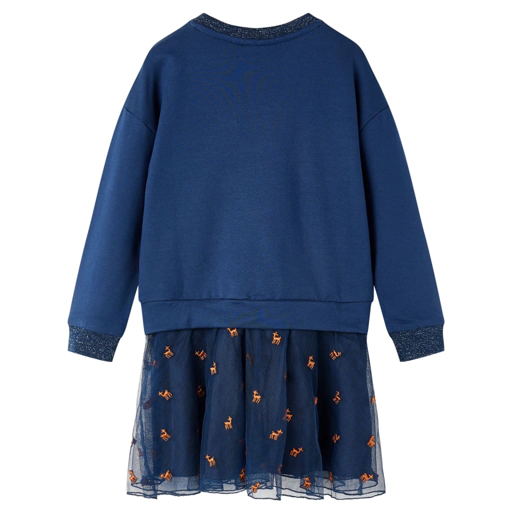 VidaXL Kinderjurk met lange mouwen 104 marineblauw