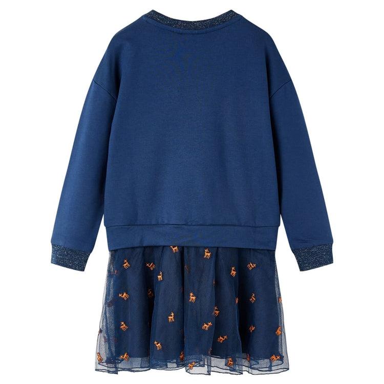 VidaXL Kinderjurk met lange mouwen 116 marineblauw