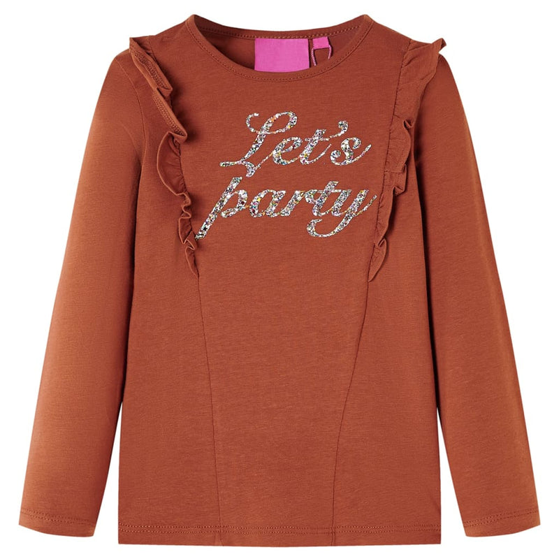 VidaXL Kindershirt met lange mouwen 92 cognackleurig