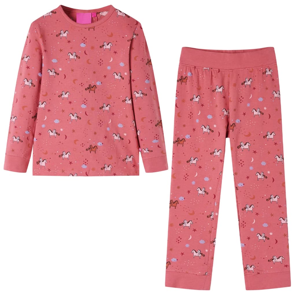 Vidaxl kinderpyjama met lange mouwen 104 oudroze