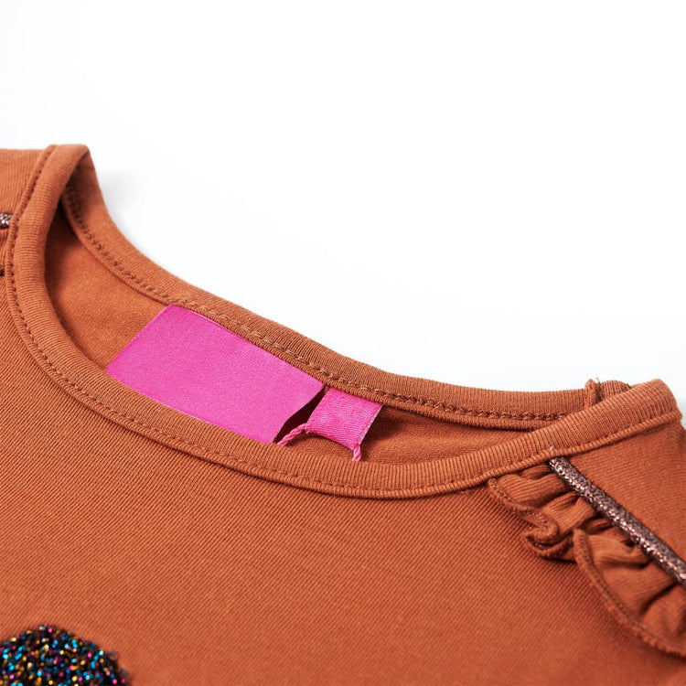 VidaXL Kindershirt met lange mouwen 128 cognackleurig