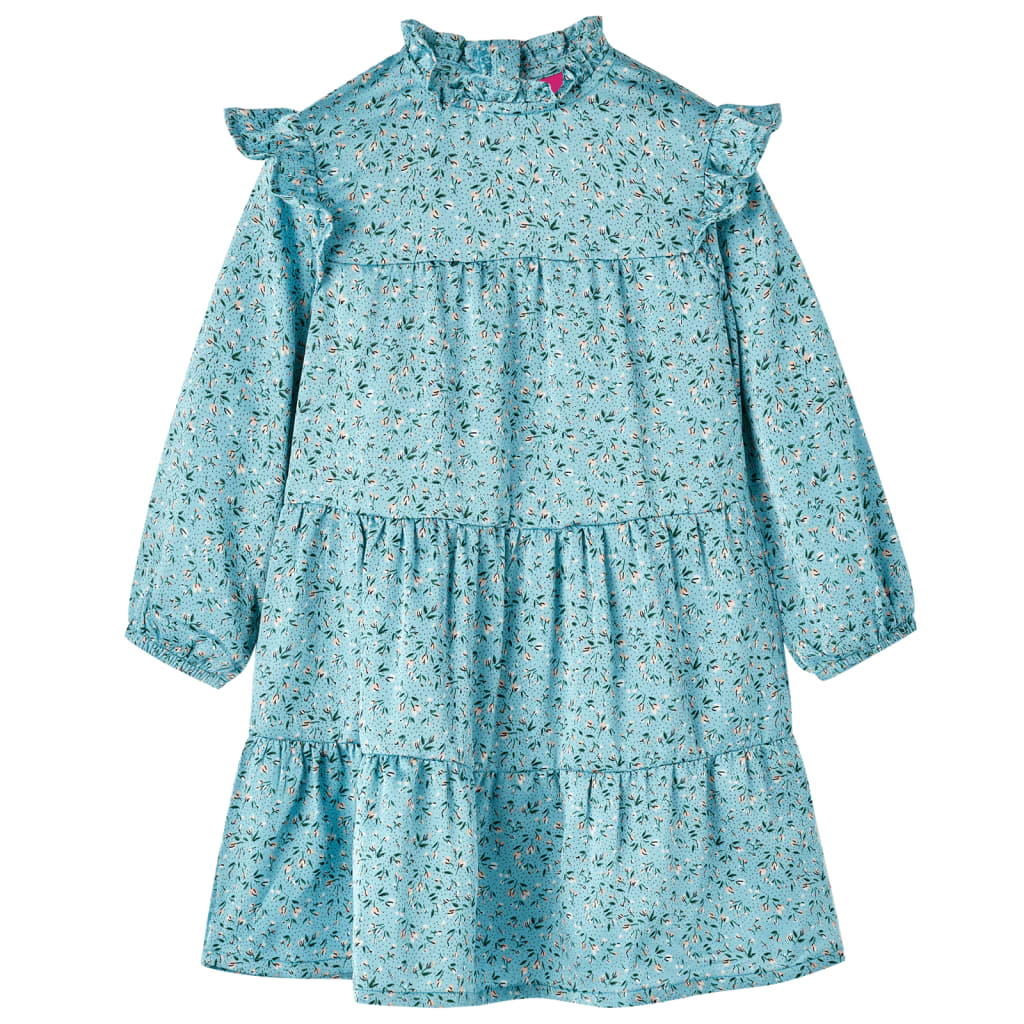 VidaXL Kinderjurk met lange mouwen 116 blauw