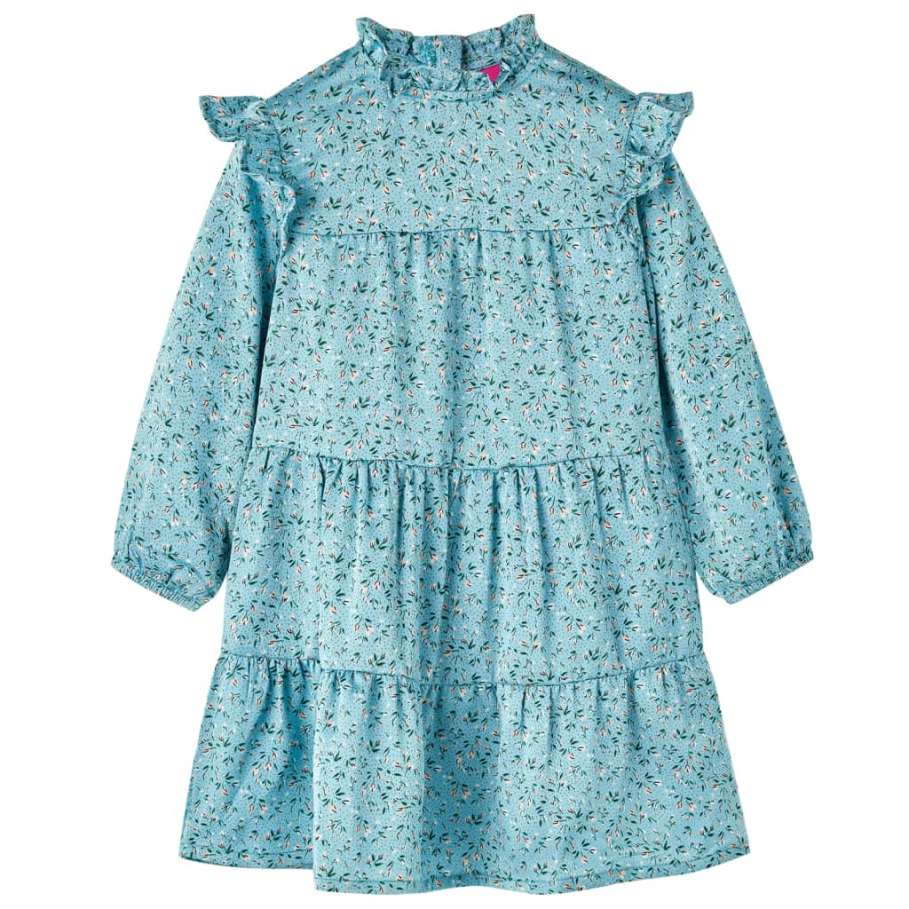 Vidaxl kinderjurk met lange mouwen 128 blauw