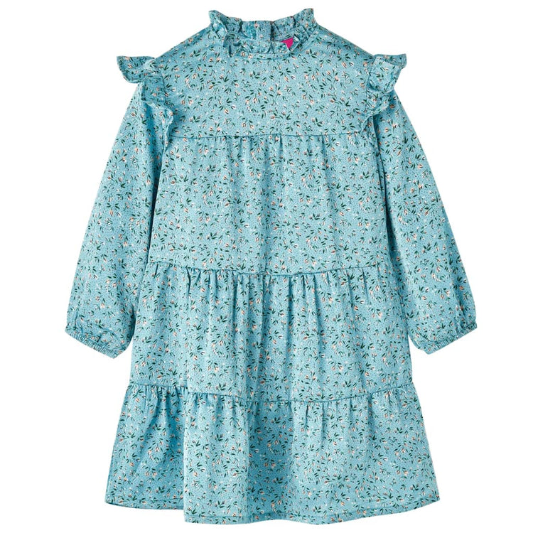 Vidaxl kinderjurk met lange mouwen 140 blauw