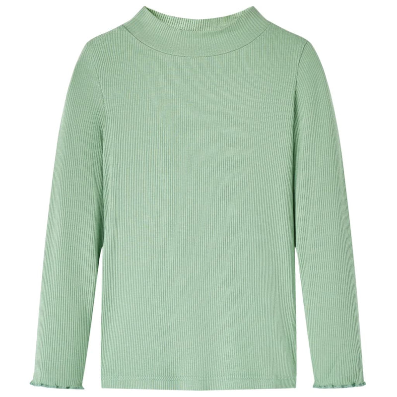 VidaXL Kindershirt met lange mouwen lage col 92 donkermintkleurig