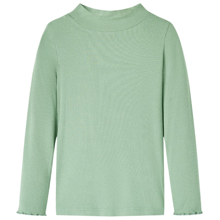 VidaXL Kindershirt met lange mouwen lage col 116 donkermintkleurig