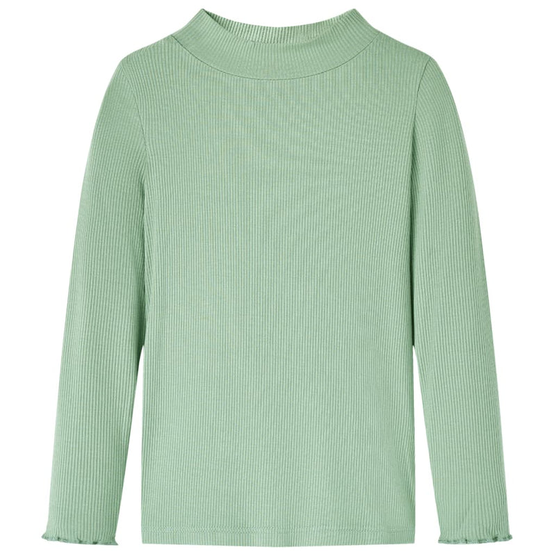 VidaXL Kindershirt met lange mouwen lage col 116 donkermintkleurig