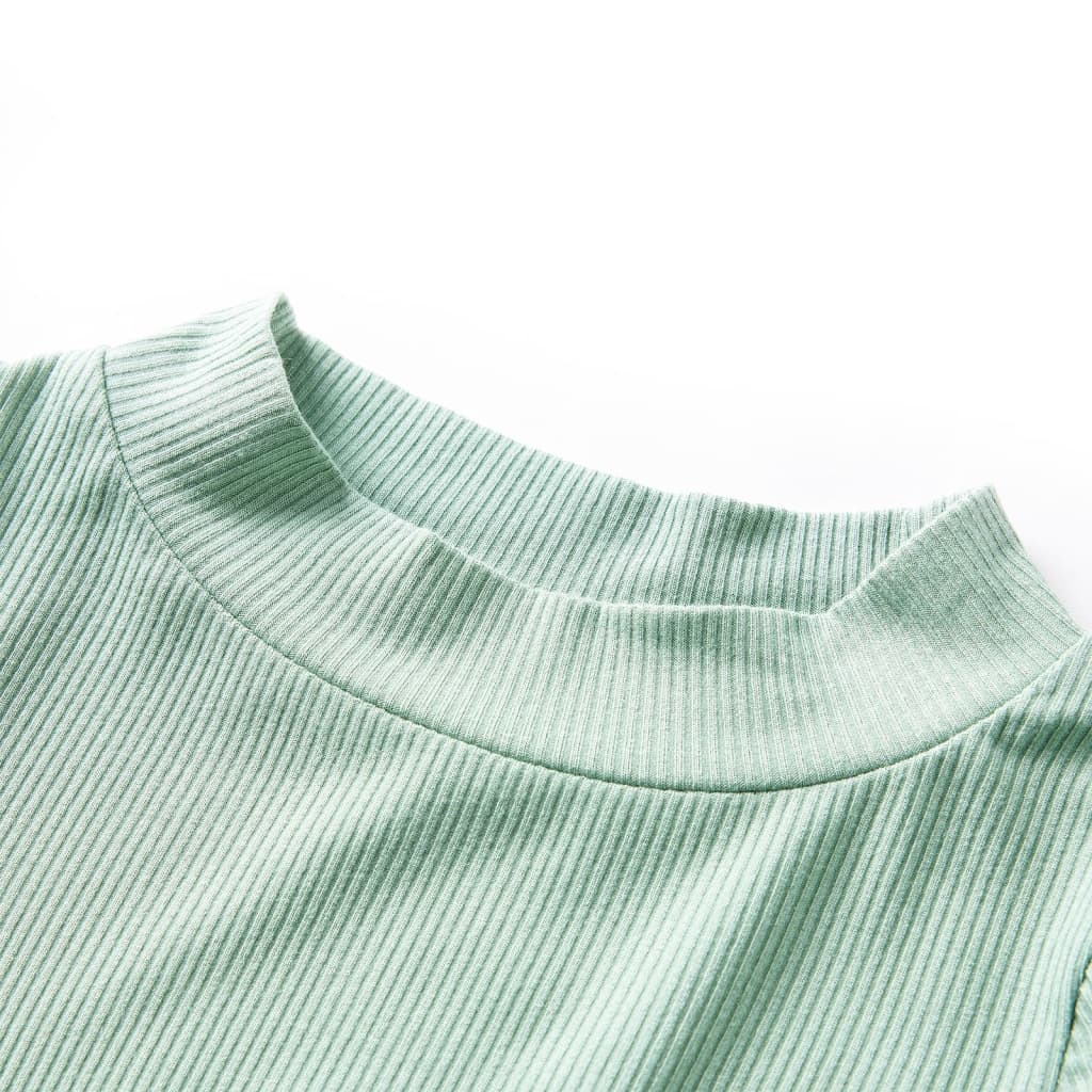 Vidaxl kindershirt met lange mouwen lage col 128 donkermintkleurig