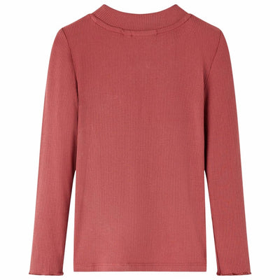 Vidaxl kindershirt met lange mouwen en lage col 104 roodbruin