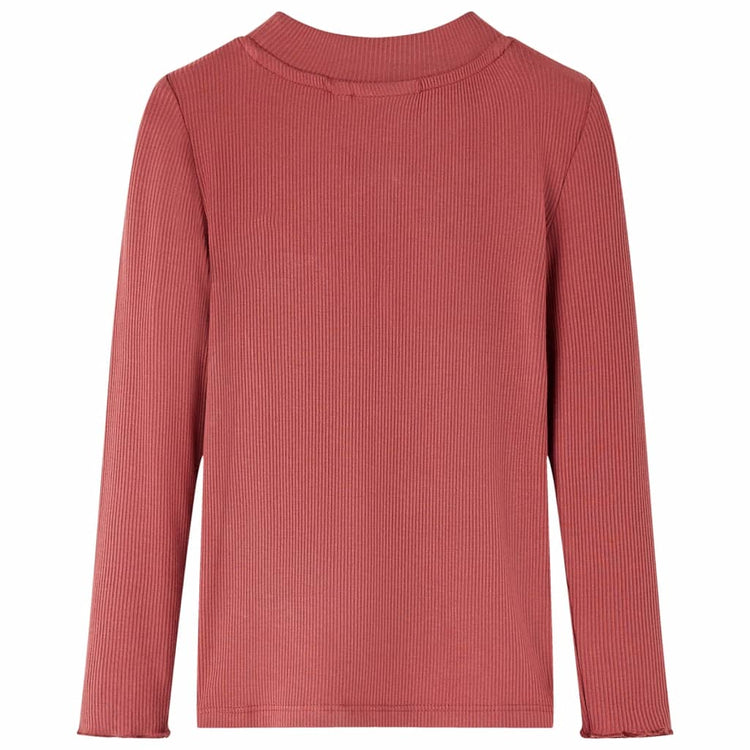 Vidaxl kindershirt met lange mouwen en lage col 104 roodbruin