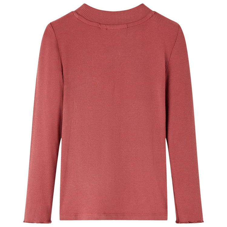 Vidaxl kindershirt met lange mouwen en lage col 140 roodbruin