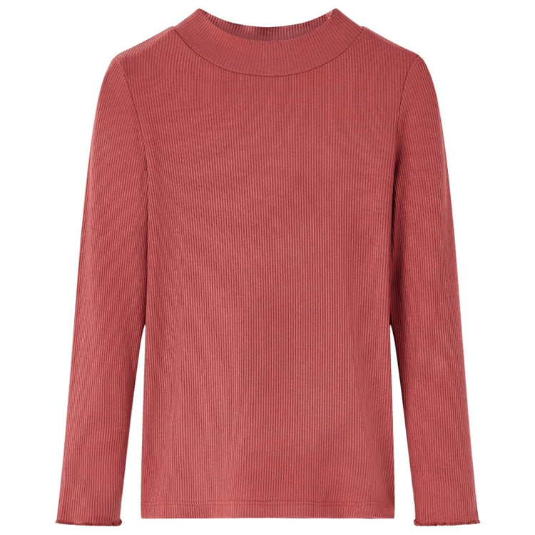 Vidaxl kindershirt met lange mouwen en lage col 140 roodbruin