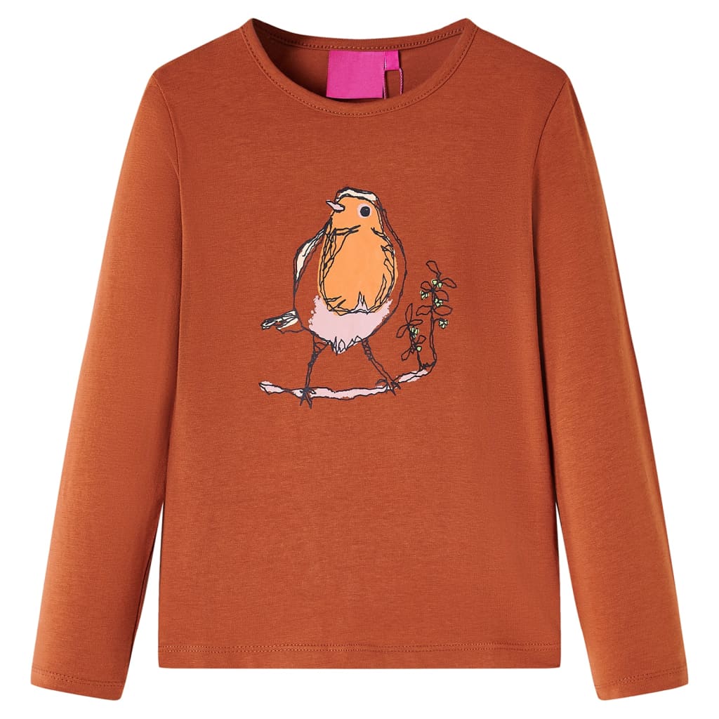Vidaxl kindershirt met lange mouwen 116 cognackleurig