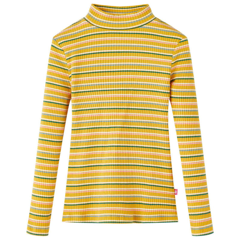 Vidaxl kindershirt met lange mouwen 116 gestreept okerkleurig