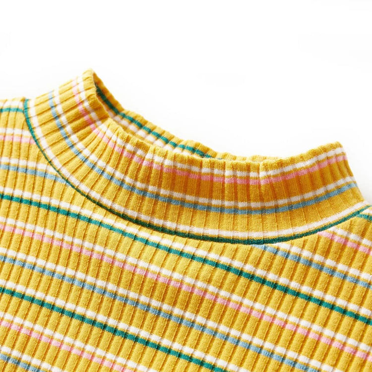 Vidaxl kindershirt met lange mouwen 128 gestreept okerkleurig