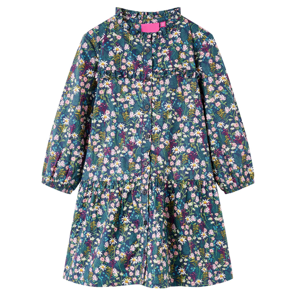 Vidaxl kinderjurk met lange mouwen 92 donkerblauw