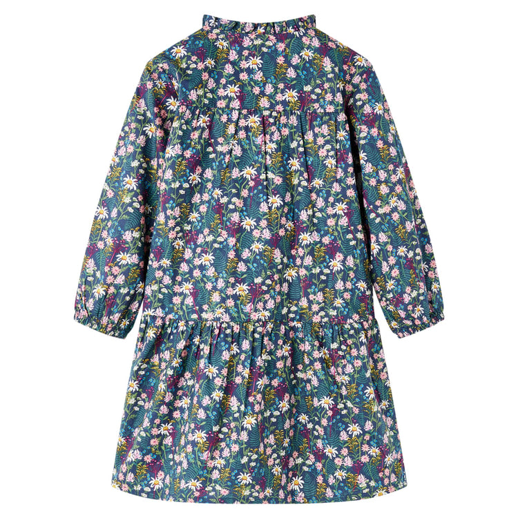 Vidaxl kinderjurk met lange mouwen 104 donkerblauw