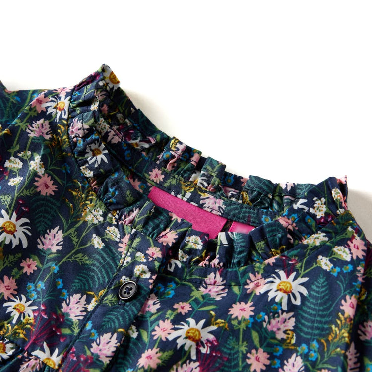 Vidaxl kinderjurk met lange mouwen 104 donkerblauw