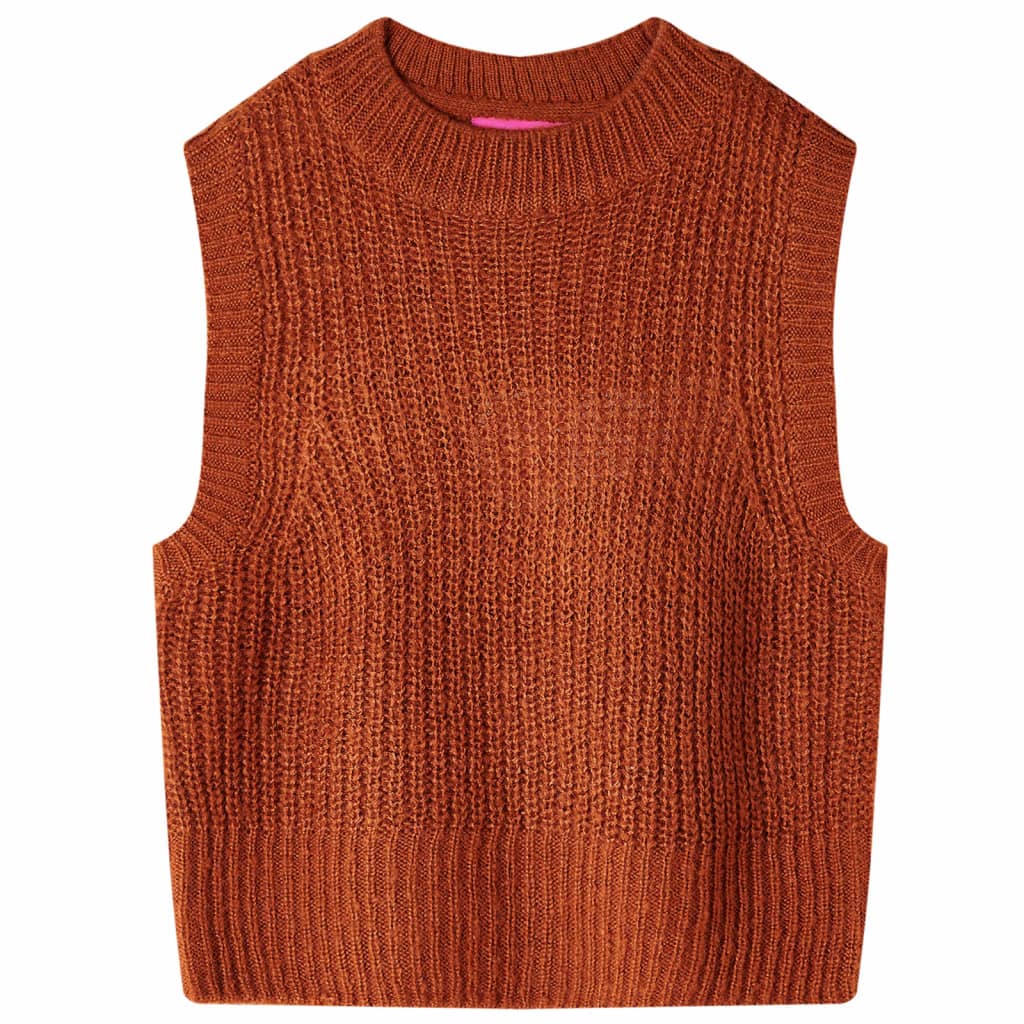 Vidaxl kinderspencer gebreid 116 cognackleurig