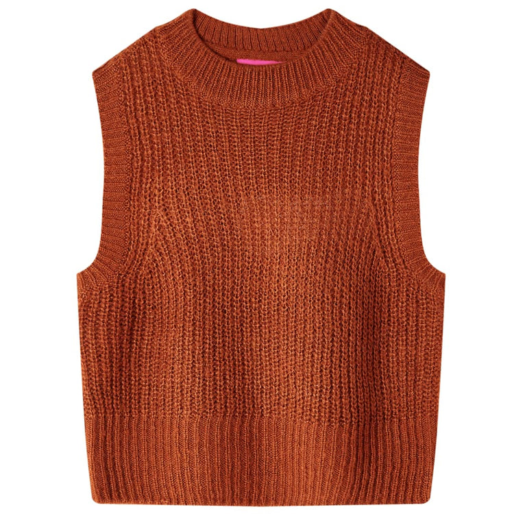 Vidaxl kinderspencer gebreid 128 cognackleurig