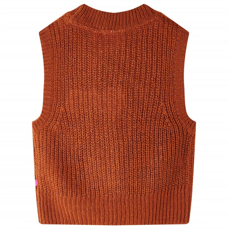 Vidaxl kinderspencer gebreid 128 cognackleurig