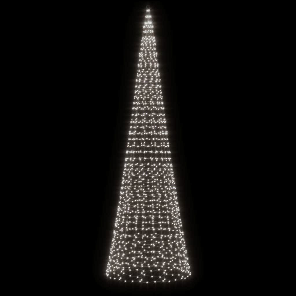 Vidaxl led-kerstboom aan vlaggenmast 1534 leds koud wit 500 cm
