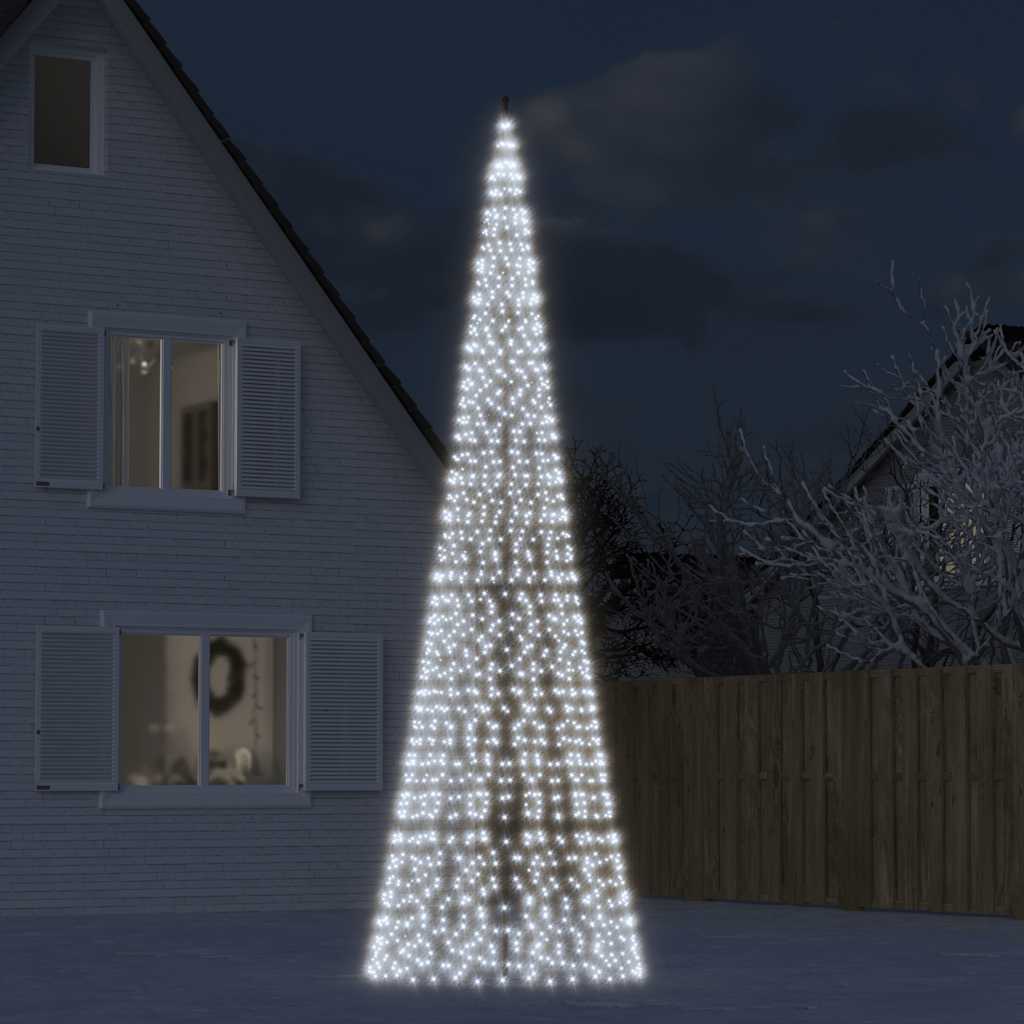 Vidaxl led-kerstboom aan vlaggenmast 1534 leds koud wit 500 cm