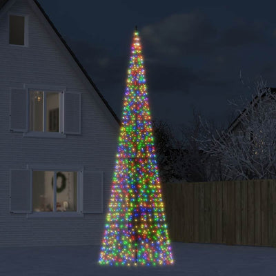 Vidaxl led-kerstboom aan vlaggenmast 1534 leds kleurrijk 500 cm
