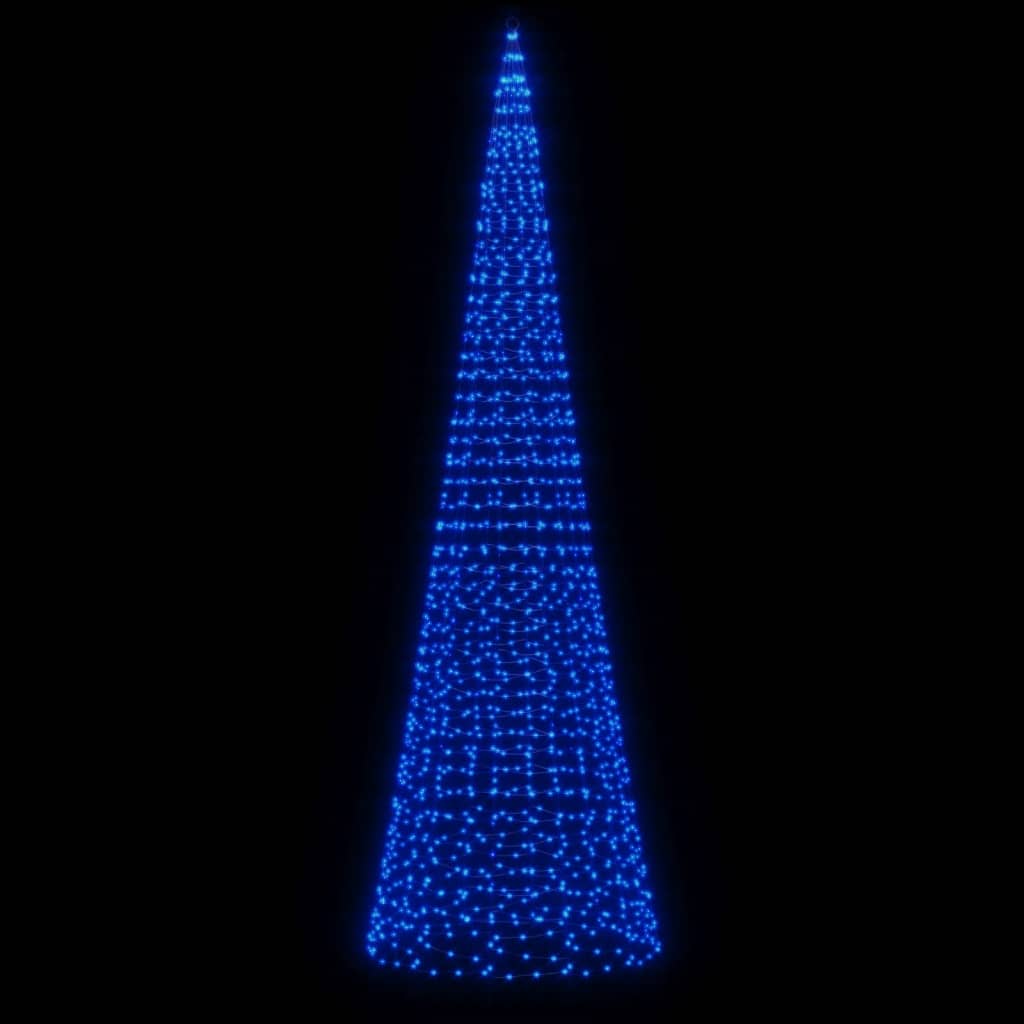 VidaXL Lichtkegel aan vlaggenmast 1534 blauwe LED's 500 cm