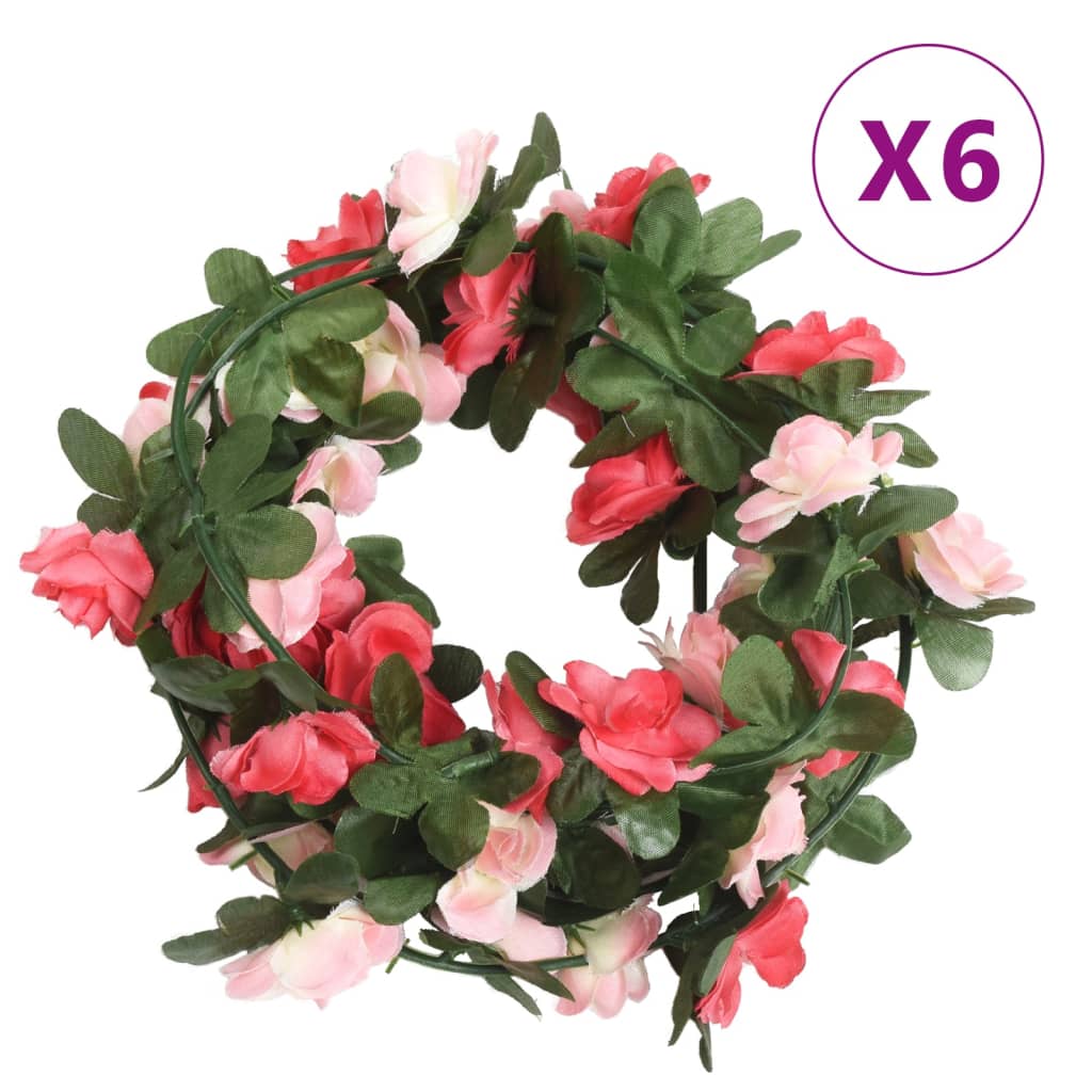 VidaXL Kerstslingers met bloemen 6 st 250 cm lente rozé