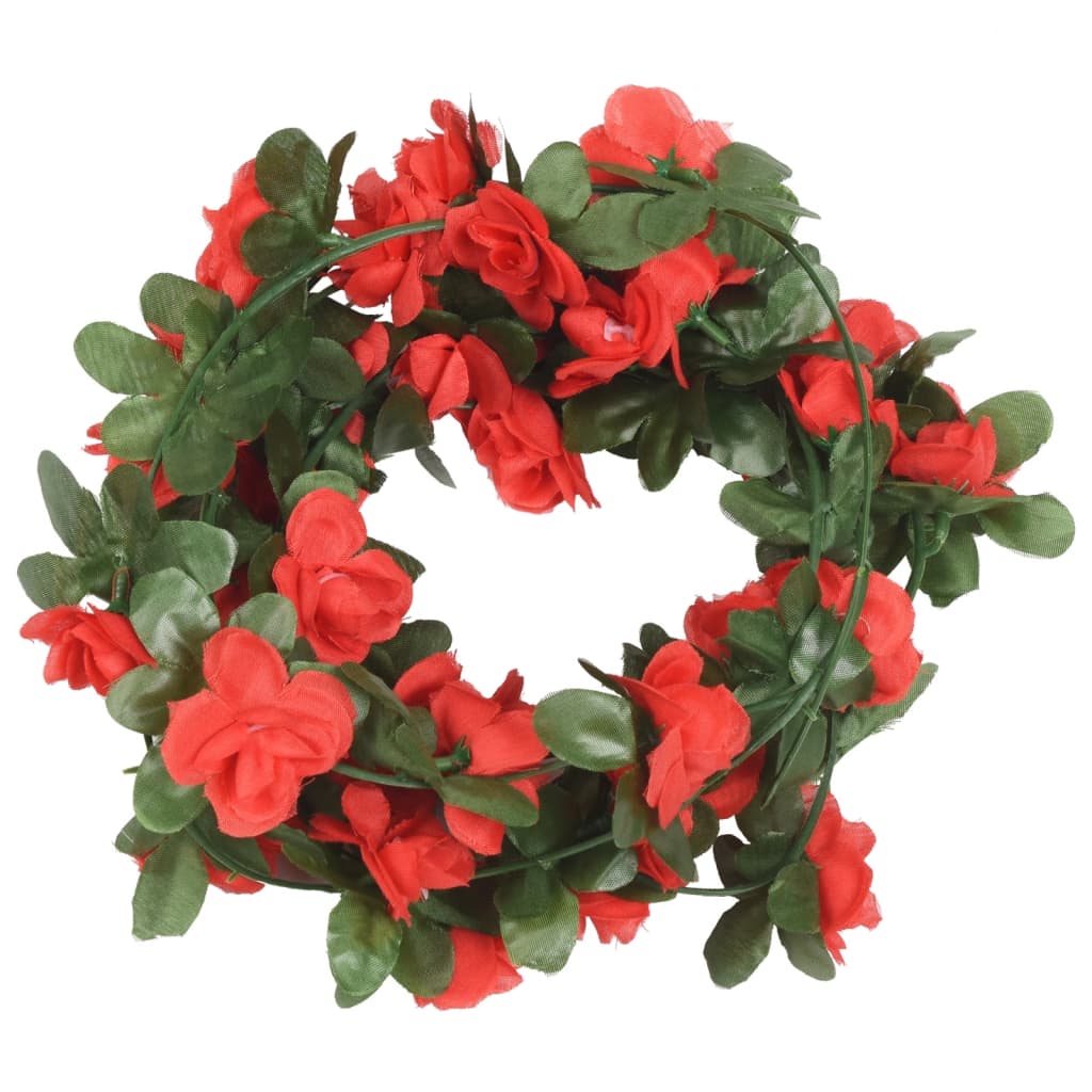 VidaXL Kerstslingers met bloemen 6 st 250 cm lente rood