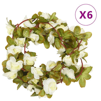 VidaXL Kerstslingers met bloemen 6 st 250 cm wit