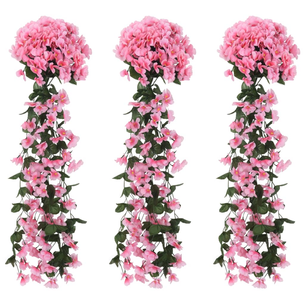 VidaXL Kerstslingers met bloemen 3 st 85 cm roze