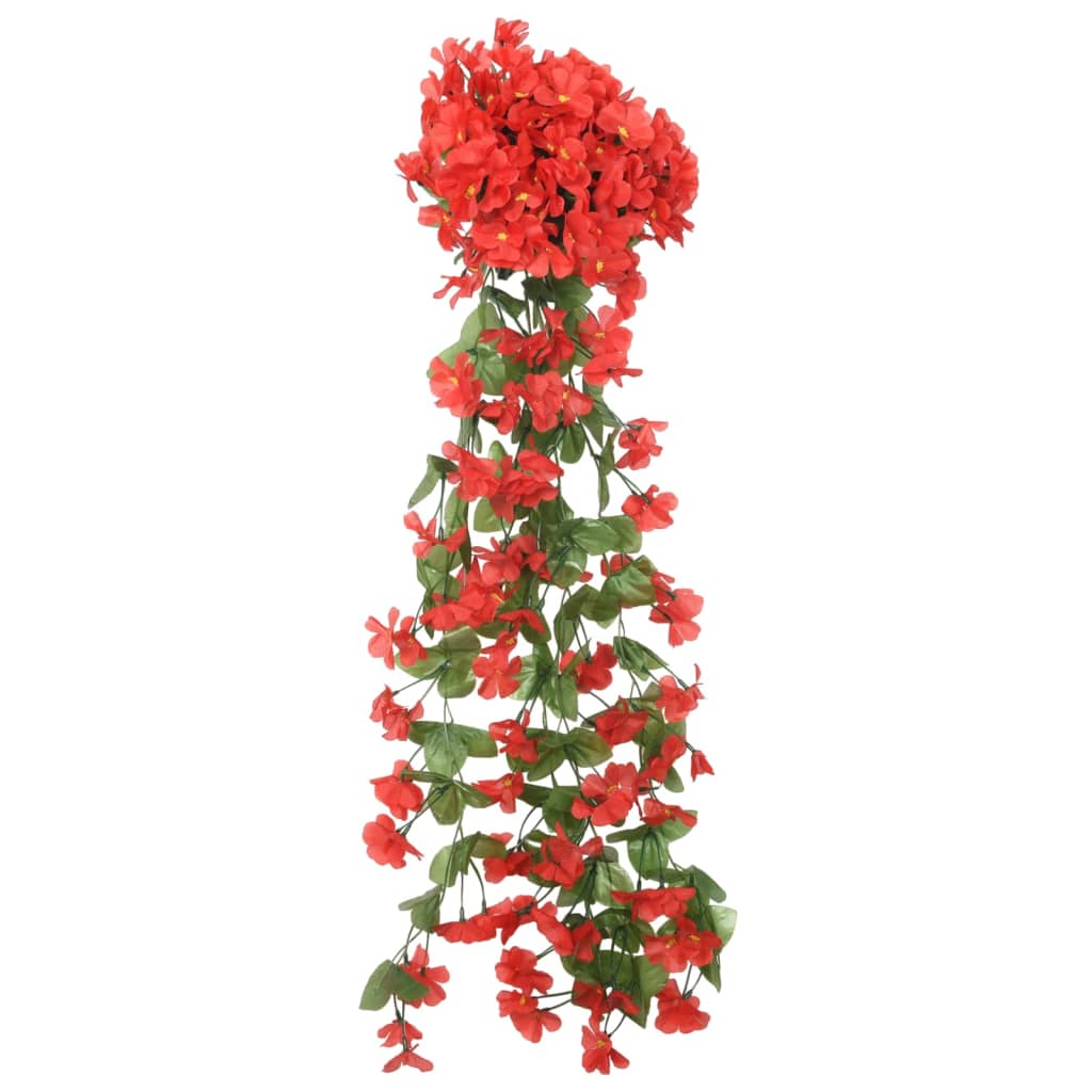 VidaXL Kerstslingers met bloemen 3 st 85 cm rood